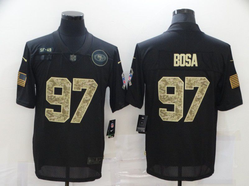 Men San Francisco 49ers #97 Bosa Black camo Lettering 2020 Nike NFL Jersey